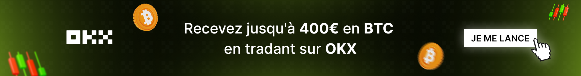 Recevez jusqu'à 400€ en BTC en tradant sur OKX